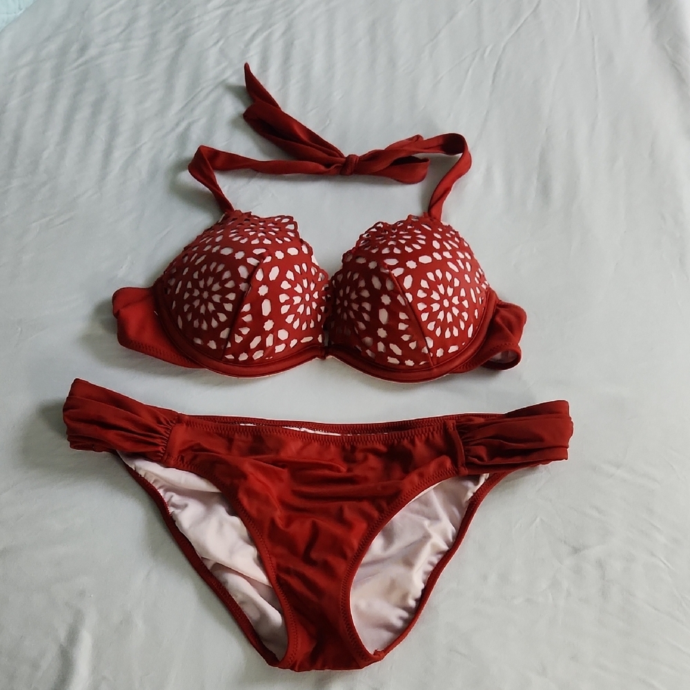 Push Up - Shade & Shore Red Bikini 34B, M